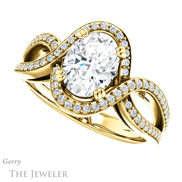 Oval Shaped Forever One Moissanite Engagement Ring #GTJ1257-oval-fo-y | Gerry The Jeweler Oval Shaped Forever One Moissanite Engagement Ring #GTJ1257-oval-fo-y