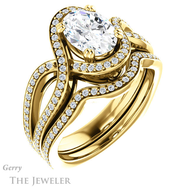 Oval Shaped Forever One Moissanite Engagement Ring #GTJ1257-oval-fo-y | Gerry The Jeweler Oval Shaped Forever One Moissanite Engagement Ring #GTJ1257-oval-fo-y
