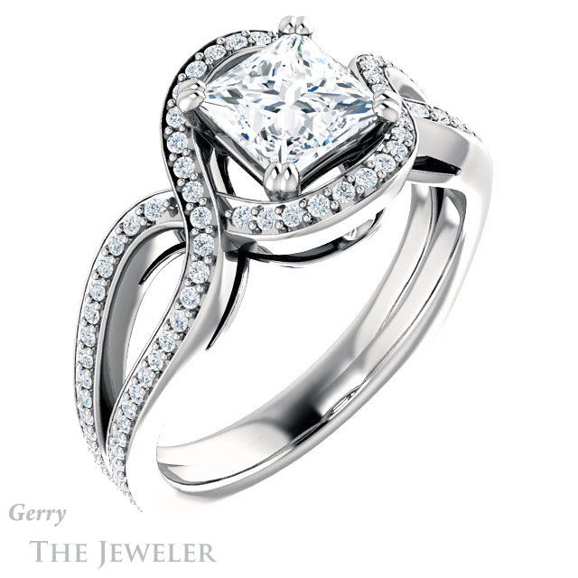 Princess Cut Forever One Moissanite Engagement Ring #GTJ1257-square-fo-w | Gerry The Jeweler Princess Cut Forever One Moissanite Engagement Ring #GTJ1257-square-fo-w