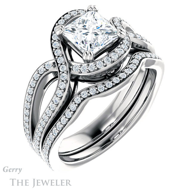 Princess Cut Forever One Moissanite Engagement Ring #GTJ1257-square-fo-w | Gerry The Jeweler Princess Cut Forever One Moissanite Engagement Ring #GTJ1257-square-fo-w