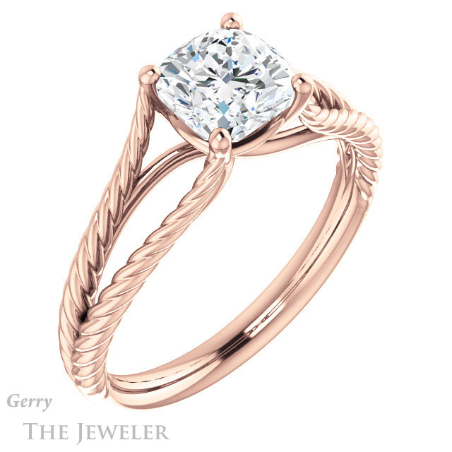 Cushion Cut Forever One Moissanite Engagement Ring #GTJ1258-cushion-fo-r