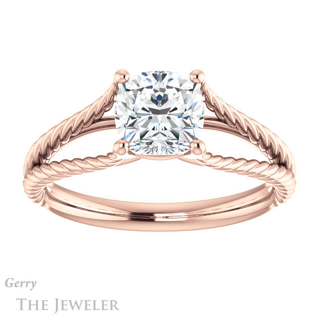 Cushion Cut Forever One Moissanite Engagement Ring #GTJ1258-cushion-fo-r