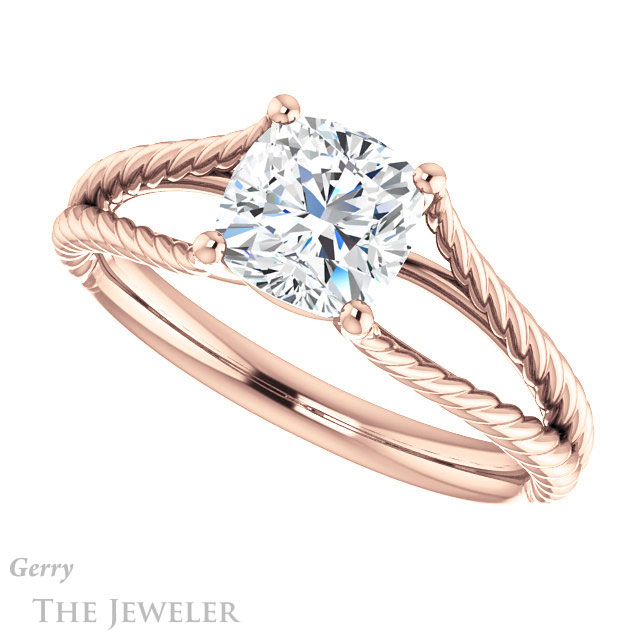 Cushion Cut Forever One Moissanite Engagement Ring #GTJ1258-cushion-fo-r