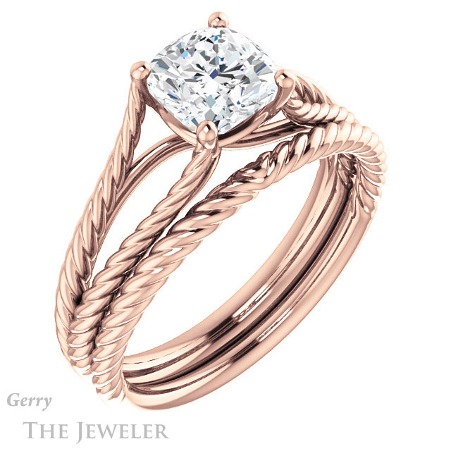 Cushion Cut Forever One Moissanite Engagement Ring #GTJ1258-cushion-fo-r