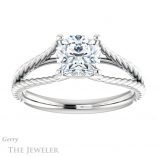 Cushion Cut Forever One Moissanite Engagement Ring #GTJ1258-cushion-fo-w 1 Cushion Cut Forever One Moissanite Engagement Ring #GTJ1258-cushion-fo-w