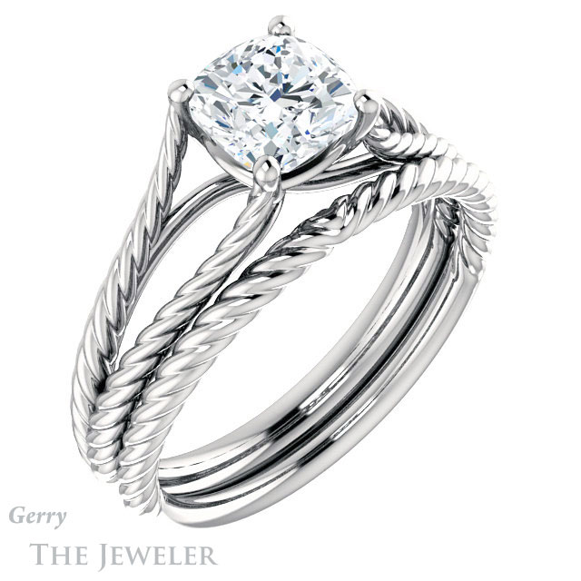 Cushion Cut Forever One Moissanite Engagement Ring #GTJ1258-cushion-fo-w 6 Cushion Cut Forever One Moissanite Engagement Ring #GTJ1258-cushion-fo-w