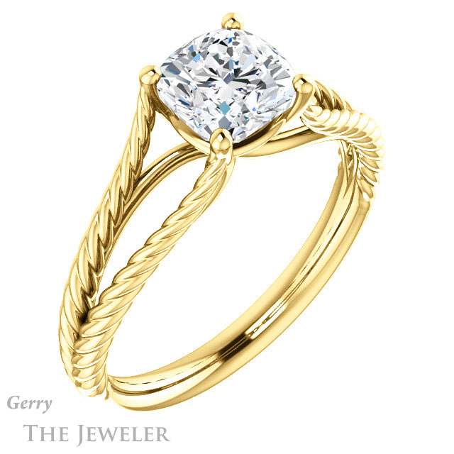 Cushion Cut Forever One Moissanite Engagement Ring #GTJ1258-cushion-fo-y