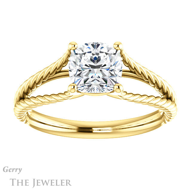 Cushion Cut Forever One Moissanite Engagement Ring #GTJ1258-cushion-fo-y