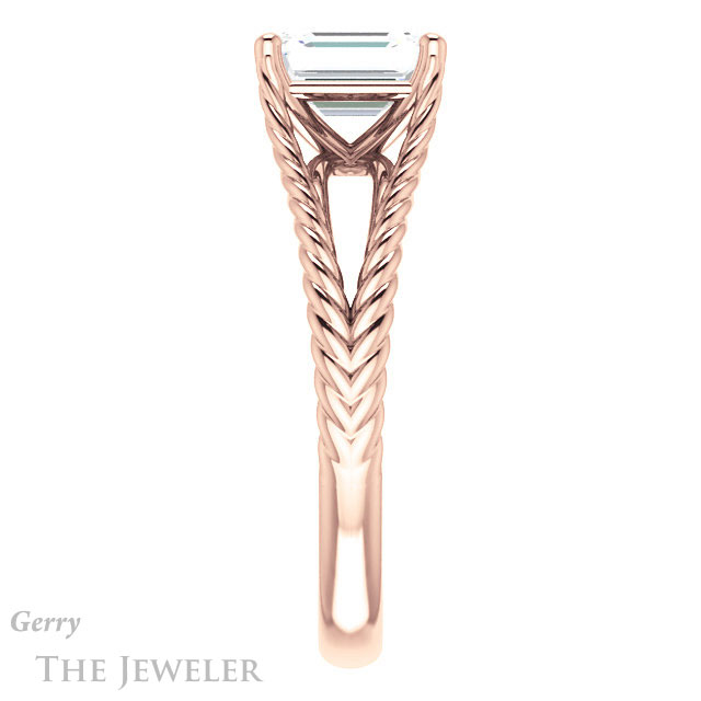 Emerald Cut Forever Brilliant Moissanite Engagement Ring #GTJ1258-emerald-fb-r