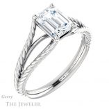 Emerald Cut Forever One Moissanite Engagement Ring #GTJ1258-emerald-fb-w 4 Emerald Cut Forever Brilliant Moissanite Engagement Ring #GTJ1258-emerald-fb-w