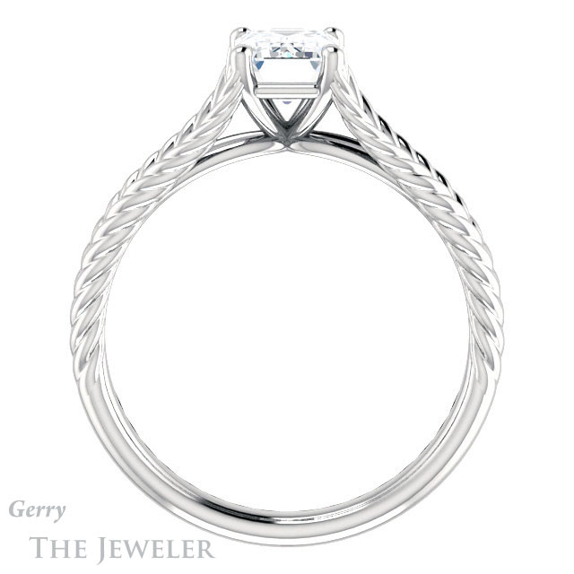 Emerald Cut Forever One Moissanite Engagement Ring #GTJ1258-emerald-fb-w 2 Emerald Cut Forever Brilliant Moissanite Engagement Ring #GTJ1258-emerald-fb-w