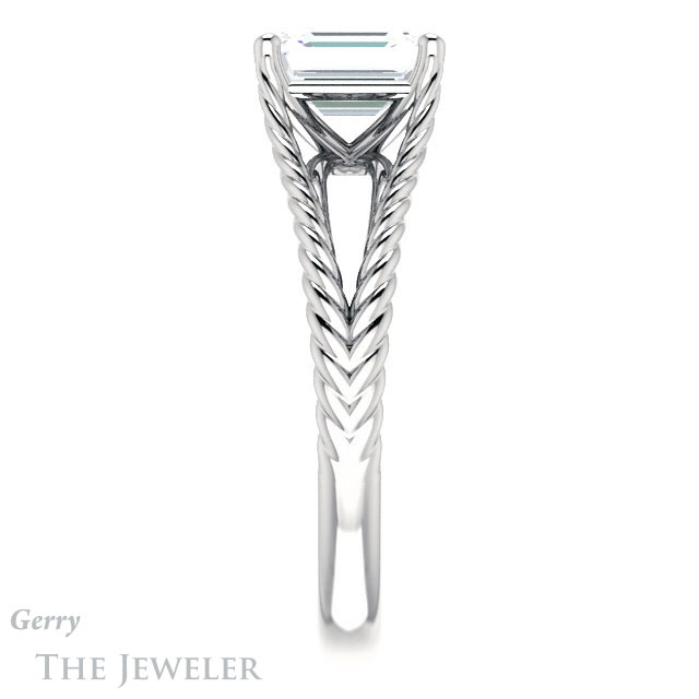Emerald Cut Forever One Moissanite Engagement Ring #GTJ1258-emerald-fb-w 3 Emerald Cut Forever Brilliant Moissanite Engagement Ring #GTJ1258-emerald-fb-w