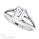 Emerald Cut Forever One Moissanite Engagement Ring #GTJ1258-emerald-fb-w 5 Emerald Cut Forever Brilliant Moissanite Engagement Ring #GTJ1258-emerald-fb-w