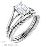 Emerald Cut Forever One Moissanite Engagement Ring #GTJ1258-emerald-fb-w 6 Emerald Cut Forever Brilliant Moissanite Engagement Ring #GTJ1258-emerald-fb-w