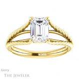 Emerald Cut Forever Brilliant Moissanite Engagement Ring #GTJ1258-emerald-fb-y