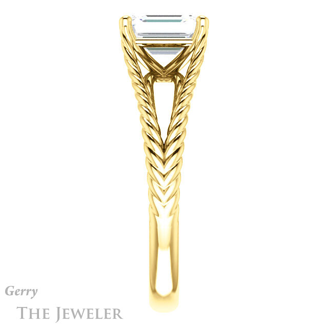 Emerald Cut Forever Brilliant Moissanite Engagement Ring #GTJ1258-emerald-fb-y