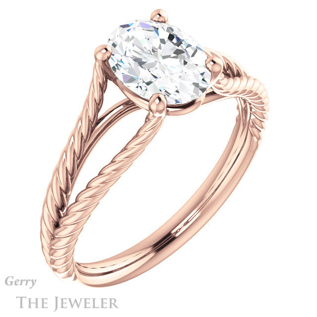Oval Shaped Forever One Moissanite Engagement Ring #GTJ1258-oval-fo-r