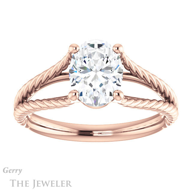 Oval Shaped Forever One Moissanite Engagement Ring #GTJ1258-oval-fo-r
