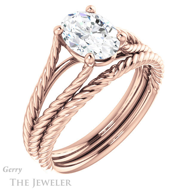 Oval Shaped Forever One Moissanite Engagement Ring #GTJ1258-oval-fo-r