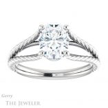 Oval Shaped Forever One Moissanite Engagement Ring #GTJ1258-oval-fo-w 1 Oval Shaped Forever One Moissanite Engagement Ring #GTJ1258-oval-fo-w