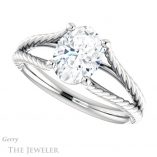 Oval Shaped Forever One Moissanite Engagement Ring #GTJ1258-oval-fo-w 5 Oval Shaped Forever One Moissanite Engagement Ring #GTJ1258-oval-fo-w