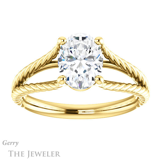 Oval Shaped Forever One Moissanite Engagement Ring #GTJ1258-oval-fo-y