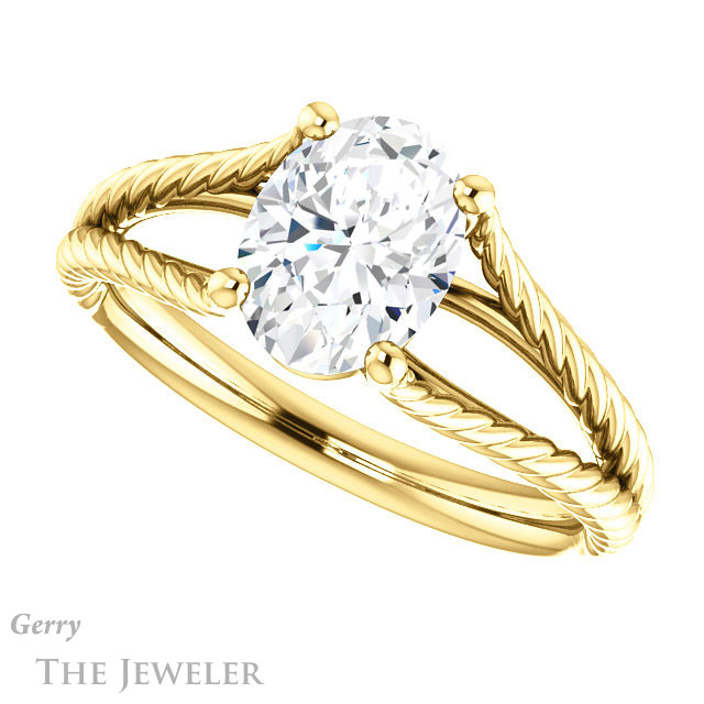 Oval Shaped Forever One Moissanite Engagement Ring #GTJ1258-oval-fo-y