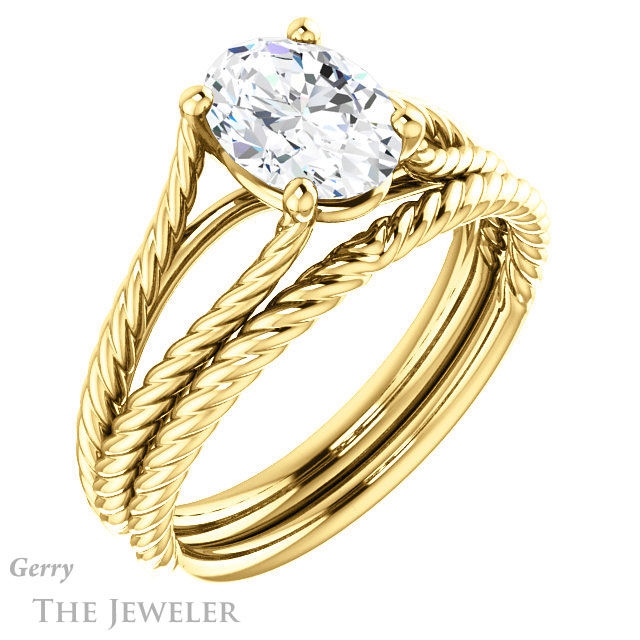 Oval Shaped Forever One Moissanite Engagement Ring #GTJ1258-oval-fo-y