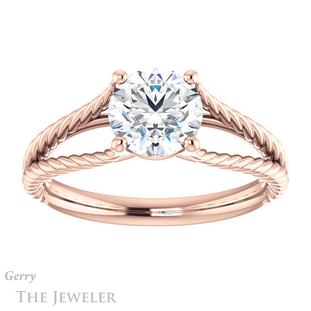 Round Cut Forever One Moissanite Engagement Ring #GTJ1258-round-fo-r