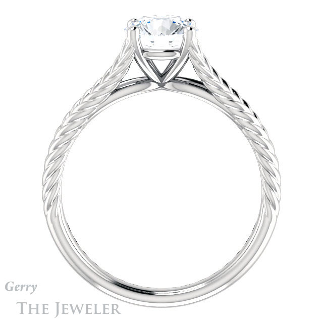 Round Cut Forever One Moissanite Engagement Ring #GTJ1258-round-fo-w