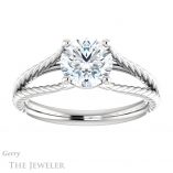 Round Cut Forever One Moissanite Engagement Ring #GTJ1258-round-fo-w 1 Round Cut Forever One Moissanite Engagement Ring #GTJ1258-round-fo-w