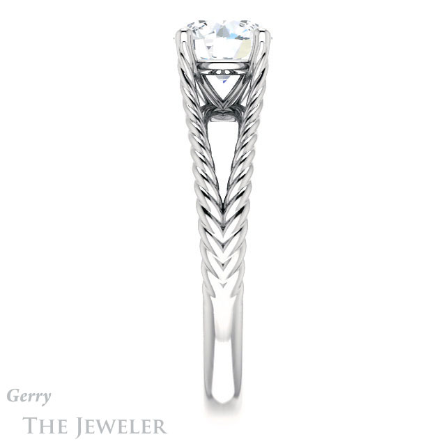 Round Cut Forever One Moissanite Engagement Ring #GTJ1258-round-fo-w 3 Round Cut Forever One Moissanite Engagement Ring #GTJ1258-round-fo-w