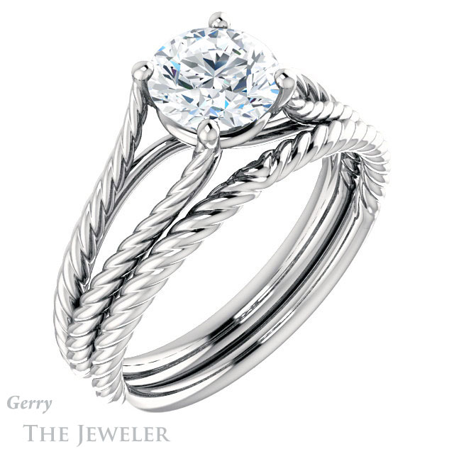 Round Cut Forever One Moissanite Engagement Ring #GTJ1258-round-fo-w 6 Round Cut Forever One Moissanite Engagement Ring #GTJ1258-round-fo-w