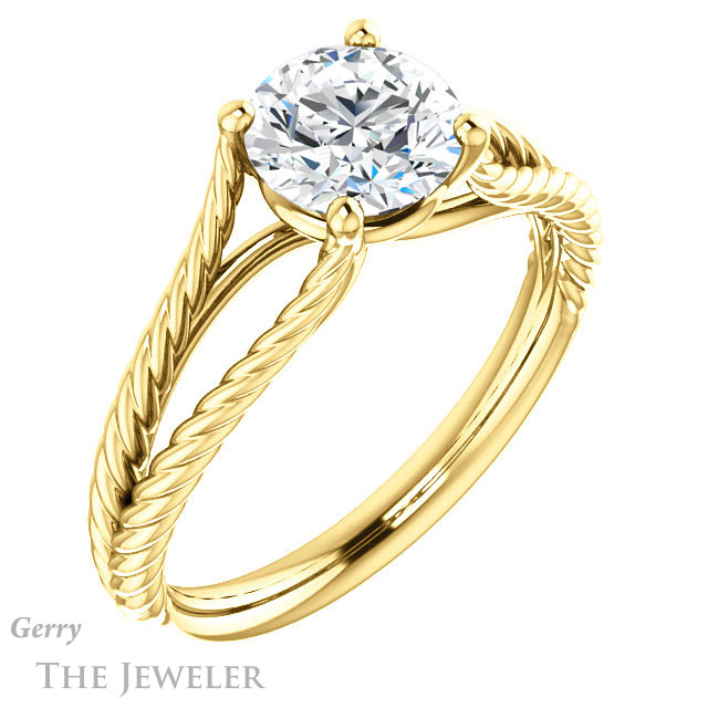 Round Cut Forever One Moissanite Engagement Ring #GTJ1258-round-fo-y 4 Round Cut Forever One Moissanite Engagement Ring #GTJ1258-round-fo-y