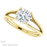 Round Cut Forever One Moissanite Engagement Ring #GTJ1258-round-fo-y 5 Round Cut Forever One Moissanite Engagement Ring #GTJ1258-round-fo-y