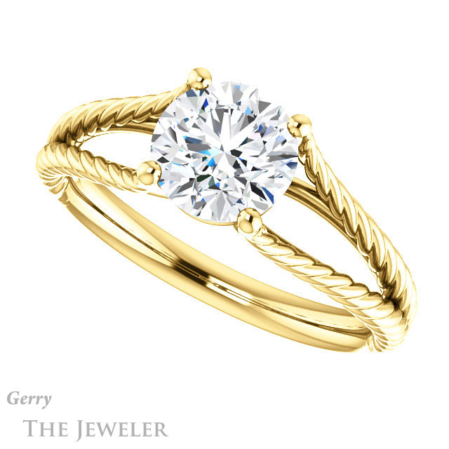 Round Cut Forever One Moissanite Engagement Ring #GTJ1258-round-fo-y 5 Round Cut Forever One Moissanite Engagement Ring #GTJ1258-round-fo-y