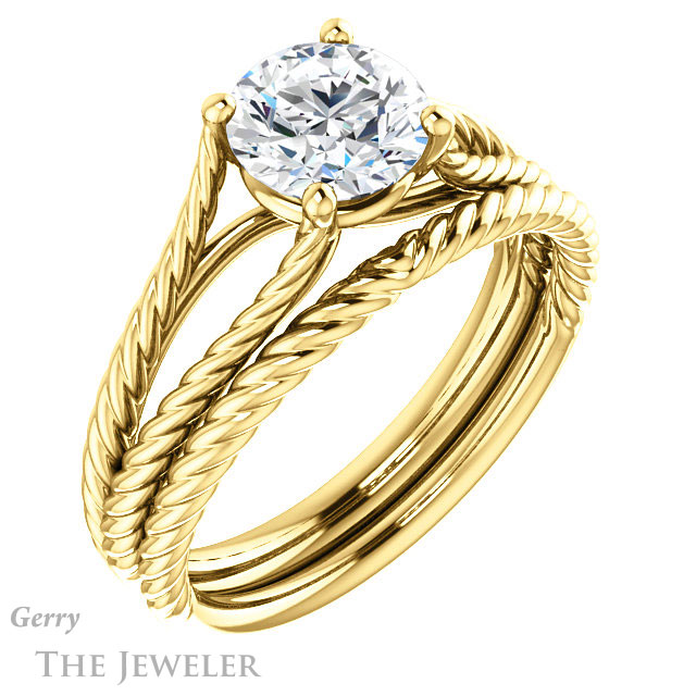 Round Cut Forever One Moissanite Engagement Ring #GTJ1258-round-fo-y 6 Round Cut Forever One Moissanite Engagement Ring #GTJ1258-round-fo-y