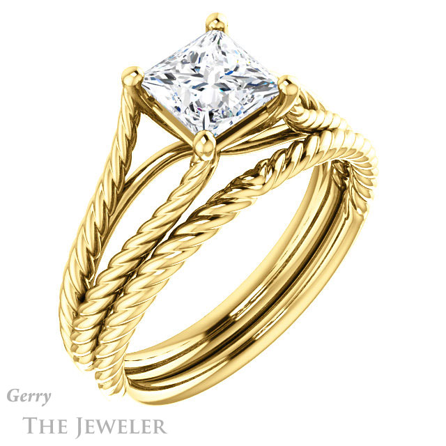 Princess Cut Forever One Moissanite Engagement Ring #GTJ1258-square-fo-y
