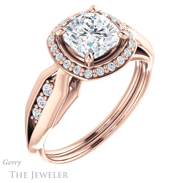 Cushion Cut Forever One Moissanite Engagement Ring #GTJ1259-cushion-fo-r | Gerry The Jeweler Cushion Cut Forever One Moissanite Engagement Ring #GTJ1259-cushion-fo-r
