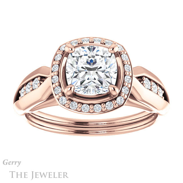 Cushion Cut Forever One Moissanite Engagement Ring #GTJ1259-cushion-fo-r | Gerry The Jeweler Cushion Cut Forever One Moissanite Engagement Ring #GTJ1259-cushion-fo-r