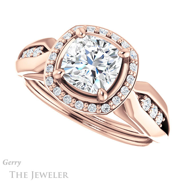 Cushion Cut Forever One Moissanite Engagement Ring #GTJ1259-cushion-fo-r | Gerry The Jeweler Cushion Cut Forever One Moissanite Engagement Ring #GTJ1259-cushion-fo-r