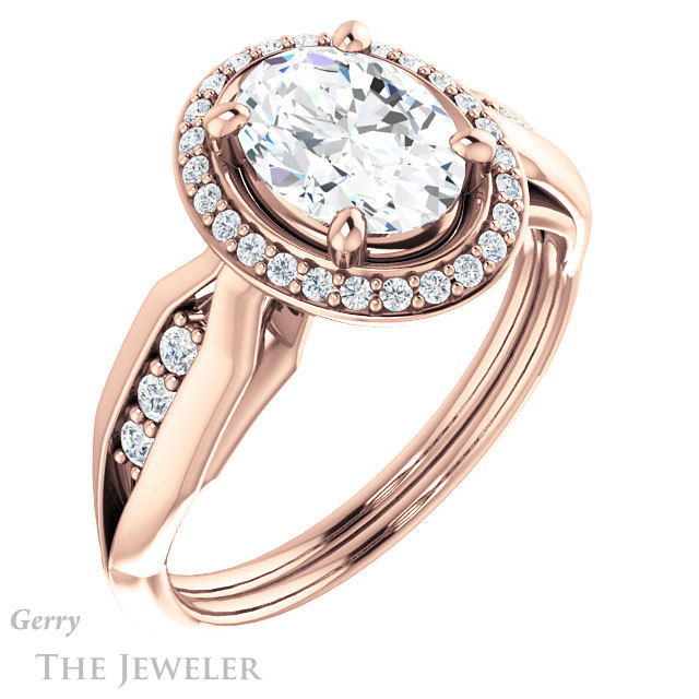 Oval Shaped Forever One Moissanite Engagement Ring #GTJ1259-oval-fo-r | Gerry The Jeweler Oval Shaped Forever One Moissanite Engagement Ring #GTJ1259-oval-fo-r