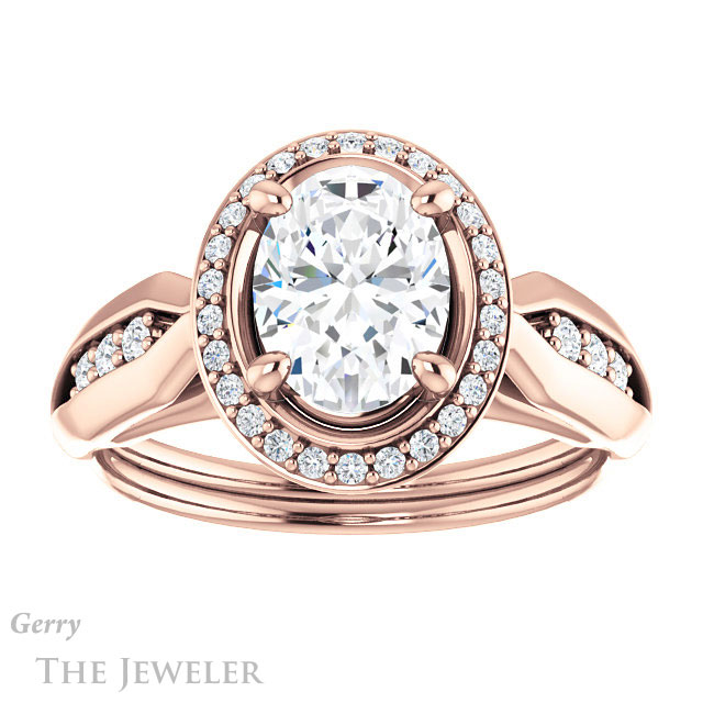 Oval Shaped Forever One Moissanite Engagement Ring #GTJ1259-oval-fo-r | Gerry The Jeweler Oval Shaped Forever One Moissanite Engagement Ring #GTJ1259-oval-fo-r