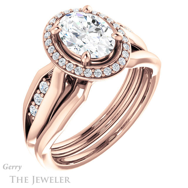 Oval Shaped Forever One Moissanite Engagement Ring #GTJ1259-oval-fo-r | Gerry The Jeweler Oval Shaped Forever One Moissanite Engagement Ring #GTJ1259-oval-fo-r