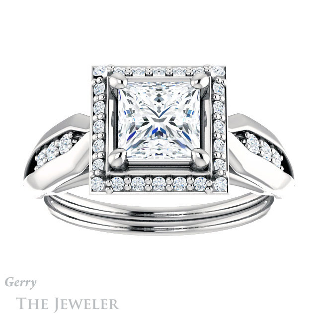 Princess Cut Forever One Moissanite Engagement Ring #GTJ1259-square-fo-w | Gerry The Jeweler Princess Cut Forever One Moissanite Engagement Ring #GTJ1259-square-fo-w