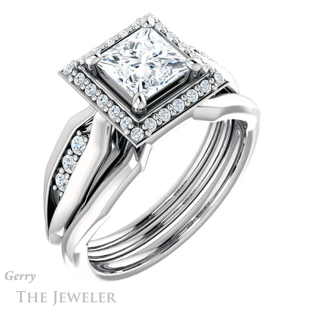 Princess Cut Forever One Moissanite Engagement Ring #GTJ1259-square-fo-w | Gerry The Jeweler Princess Cut Forever One Moissanite Engagement Ring #GTJ1259-square-fo-w