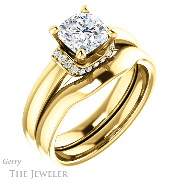 Cushion Cut Forever One Moissanite Engagement Ring #GTJ1261-cushion-fo-y 6 Cushion Cut Forever One Moissanite Engagement Ring #GTJ1261-cushion-fo-y