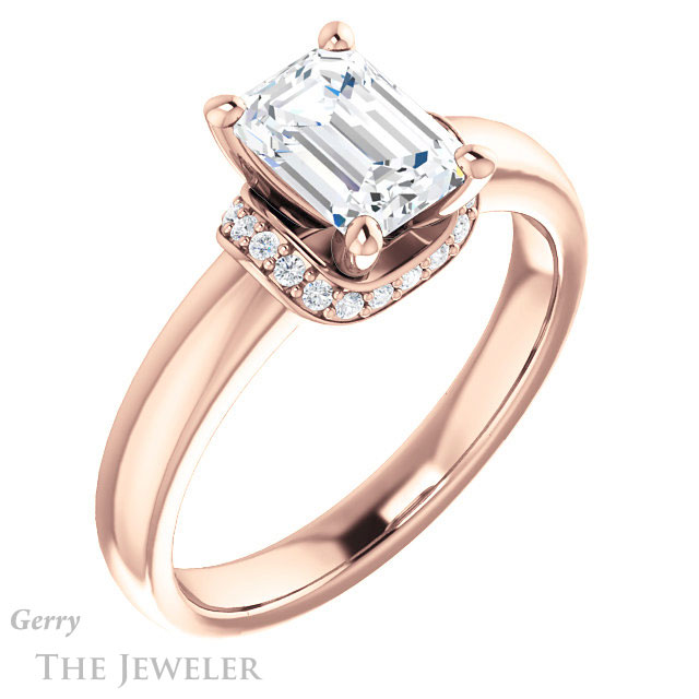 Emerald Cut Forever Brilliant Moissanite Engagement Ring #GTJ1261-emerald-fb-r
