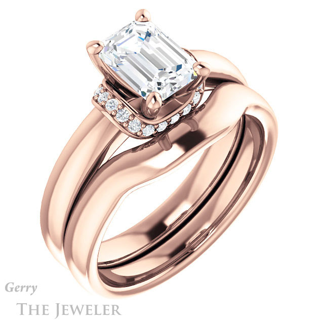 Emerald Cut Forever Brilliant Moissanite Engagement Ring #GTJ1261-emerald-fb-r
