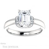 Emerald Cut Forever One Moissanite Engagement Ring #GTJ1261-emerald-fb-w 1 Emerald Cut Forever Brilliant Moissanite Engagement Ring #GTJ1261-emerald-fb-w